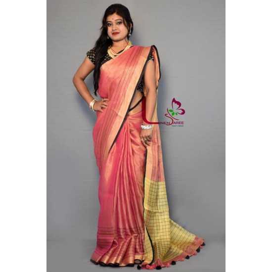 Beautiful Weaving Work Tissue by Linen Saree