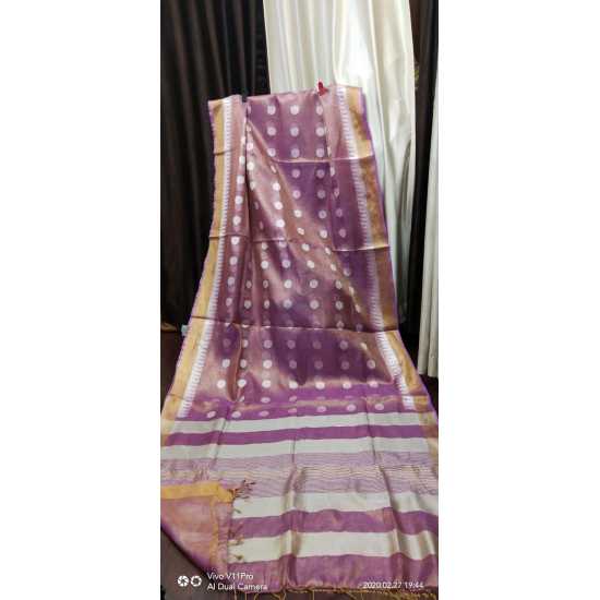 Beautiful Weaving Work Tissue by Linen Saree