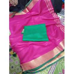 Cotton Slub Saree with Contrast Blouse Piece