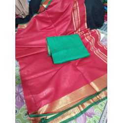 Cotton Slub Saree with Contrast Blouse Piece