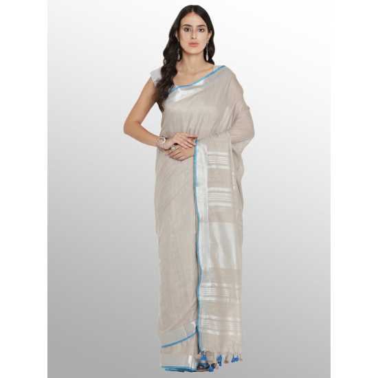 Cotton Slub Saree with Contrast Blouse Piece