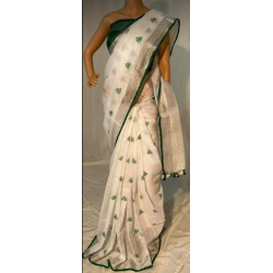 Beautiful Embroidered Designer Linen by Linen Saree