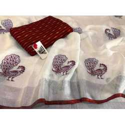 Beautiful Embroidered Designer Linen by Linen Saree