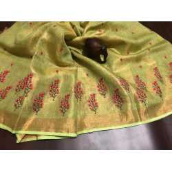 Beautiful Embroidered Designer Linen by Linen Saree