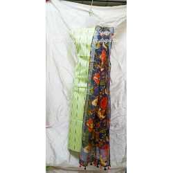 Linen Digital Print Dupatta with Cotton Ikkat Top Fabrics and No Bottom