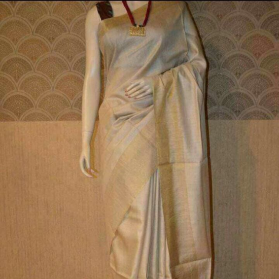 100% Pure Munga Tussar Silk Saree with Running Blouse Piece