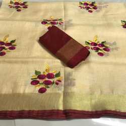 Beautiful Embroidered Designer Linen by Linen Saree