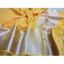 Beautiful Designer Kota by Linen Jacquard Weaving Banarasi Saree