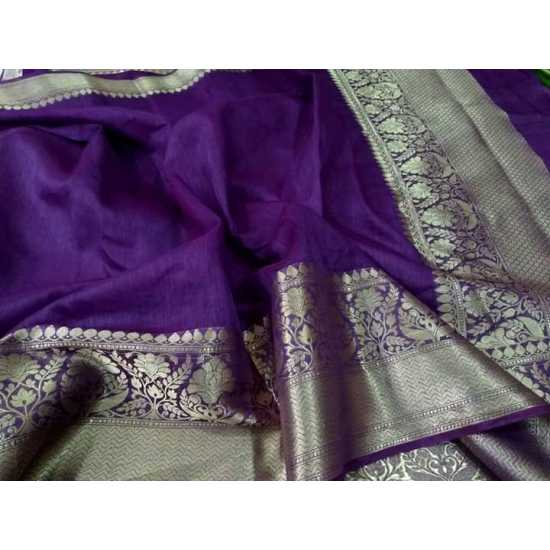 Beautiful Designer Kota by Linen Jacquard Weaving Banarasi Saree