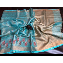 Beautiful Embroidered Designer Linen by Linen Saree